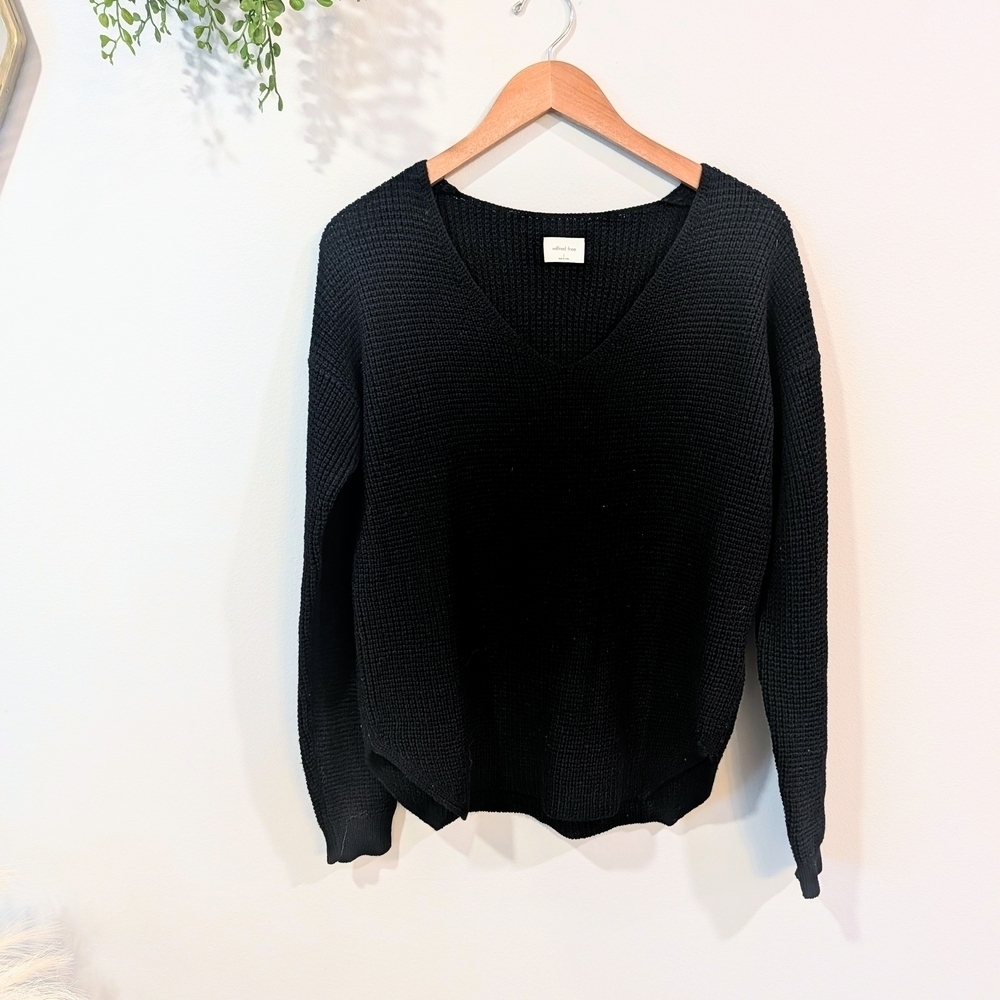 Wilfred Free Black Knit V-Neck Sweater Size Small